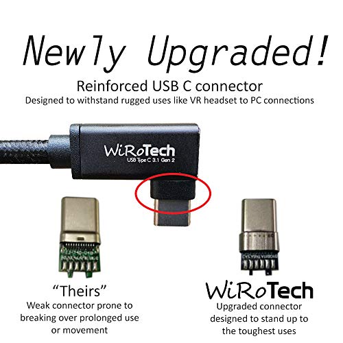 Wirotech 90 Degree Usb C 3 1 Gen2 Superspeed 10gbps E Marker Chip Fastest Charging Usb Cable Oculus Quest Link And Gaming Pc Compatible Straight Or Right Angle Black 10 Foot 90 Degree Pricepulse