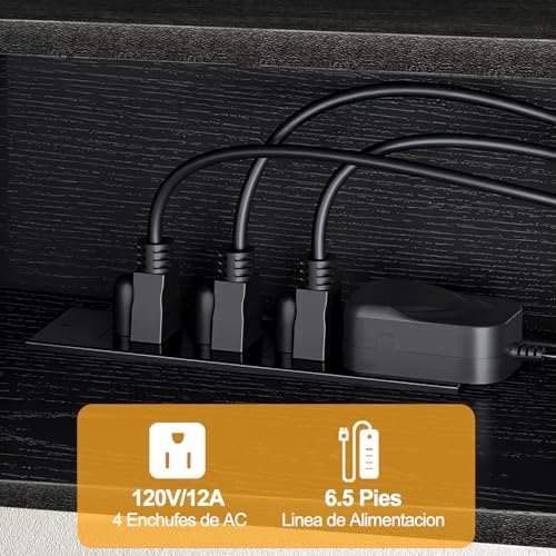 WELIKERA Mueble para TV 70 Pulgadas con Luces RGB, Repisas Flotantes de Pared para TV con Toma de Corriente, Almacenamiento Debajo para Salón, Dormitorio, Negro