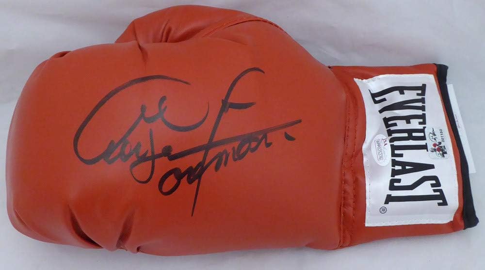 Authentic Autographed George Foreman Auto Red Everlast Boxing Glove LH In Black ~ JSA