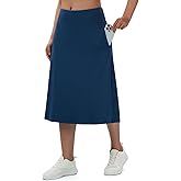 Turnhier Women's Midi Length Skorts Skirts with 2 Pockets Modest Long Skirts 28" Knee Length Athletic Skort