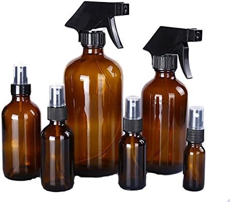 CRAZYON Empty Amber Glass Spray Bottles - Refillable Container for Essential Oils, or Aromatherapy Trigger Sprayer