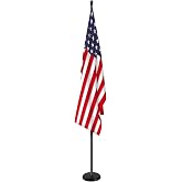 SENZHIYI Indoor Telescoping Flag Pole with Base 6FT-8FT,Black-1Pack | Aluminum Commercial Indoor Flagpole with Black Ball Top Finial,Heavy Duty Indoor Flag Pole Kit for Office School City Hall