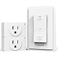Fosmon Wireless Remote Control Electrical Outlet Switch (2 Pack) - ETL Listed, (15A, 125V 1875W) Remote Light Switch Outlet Plug with Braille (On/Off) Mark for Lamp, Lights, Fans, Expandable