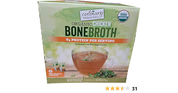 Amazon Com Culinary Treasures Organic Bone Broth 6 32 Ounce Net Wt 12 Lbs 12 Pound Grocery Gourmet Food