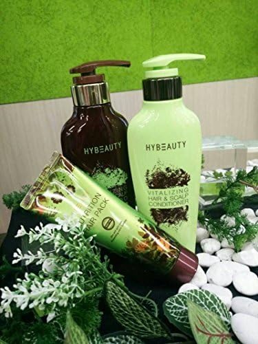 3 pcs of Hybeauty Vitalizing Hair &amp; Scalp Shampoo &amp; Conditioner 300 ml.and hair pack 120ml. with tracking&amp; gift by Hybeauty