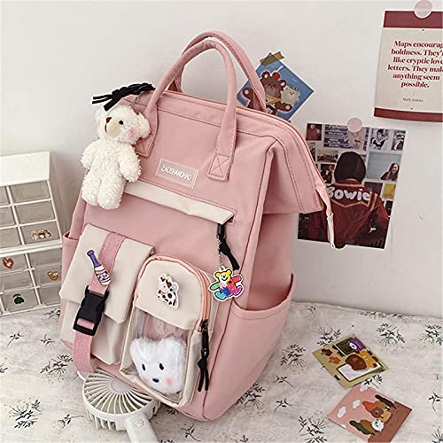 Kawaii Backpack Fashion Waterproof With Kawaii Pin and Accessories Nylon Women Backpack Travel Rucksack for School for Teenage Girl