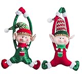 WEWILL Adorable Christmas Elves Set of 2 Boy and Girl Christmas Door Hanging Ornaments Home Decor Plush Characters 16-Inch