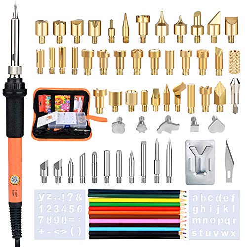 71PCS Wood Burning Kit Woodburning Tools with Adjustable Temperature Soldering Pyrography Wood Burning Pen, Wood Burner Tool/Embossing/Carving/Soldering Tips Arts/Crafting Supplies 
