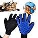 Pet Grooming Glove and Deshedding Glove Brush Best for Dogs & Cats Long & Short Fur Massage Tool with Enhanced Five Finger Design (1 Pair Blue)