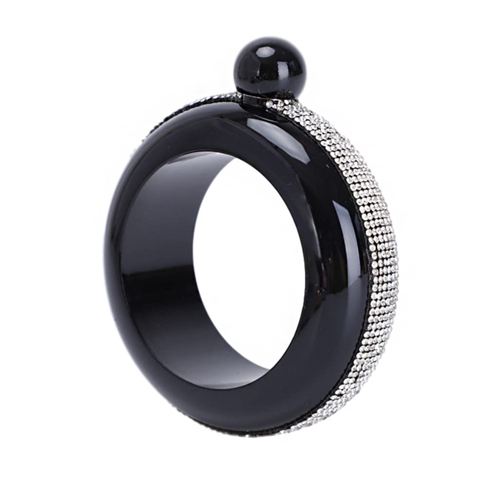 Tiardey Bracelet Bangle Flask,3.5oz Smooth Stainless Steel Portable Bracelet Flask for Party Outdoor Activities Gift Ideas - Black Rhinestones