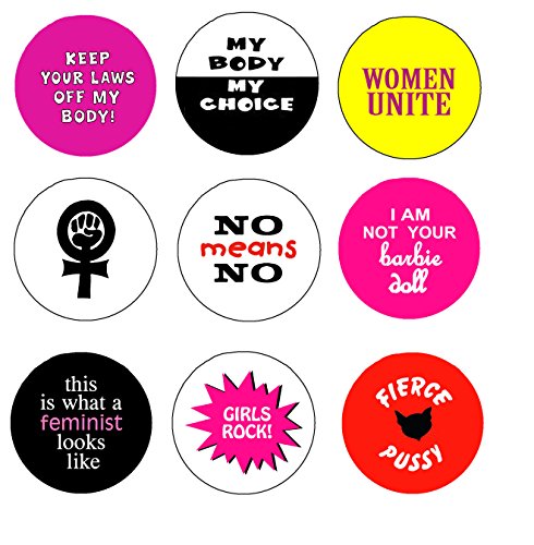 Set of 9 FEMINIST Pinback Button 1.25