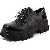 KOKOMOMO Womens Platform Oxford Shoes Chunky Platform Loafers Goth Buckle Shoes