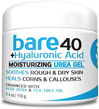 Bare Urea 40% Percent Plus Hyaluronic Acid Cream for Hands, Feet, Elbows and Knees - Corn & Callus Remover - Skin Exfoliator & Moisturizer - Repairs Thick, Callused Dead & Dry Skin
