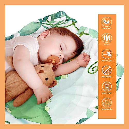 Custom Baby Name Dinosaur Blanket Gift for Girls Boys - Super Soft Flannel Blanket Comfy Cozy Throw Blanket Decor Room Birthday Christmas Sofa Couch-30 x40