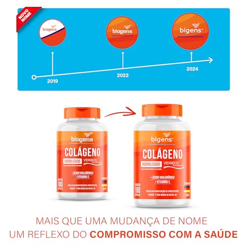 Colágeno Hidrolisado Verisol com Ácido Hialurônico e Vitamina C, Bigens, 180 Cápsulas (Kit 2)