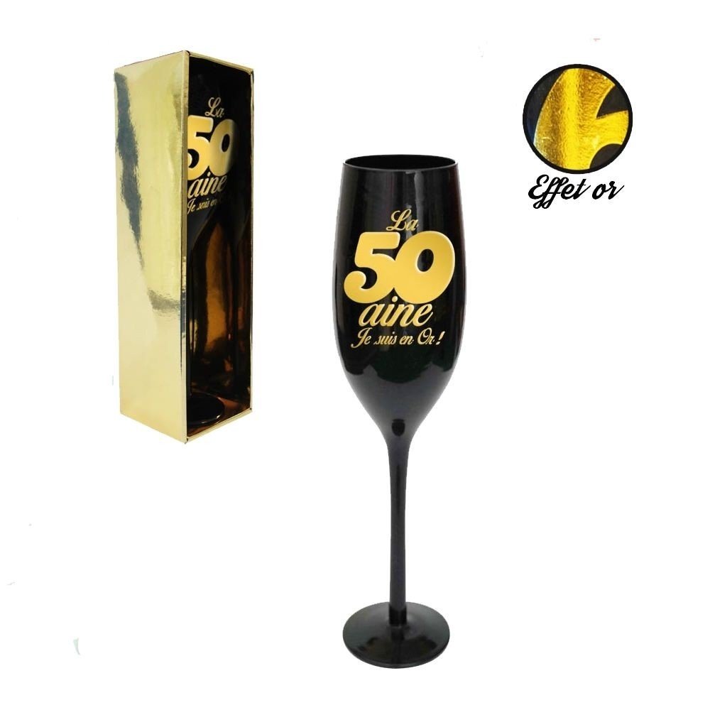 Sektglas zum Geburtstag 50 Aine schwarz Effekt Gold: Amazon.de: Küche
