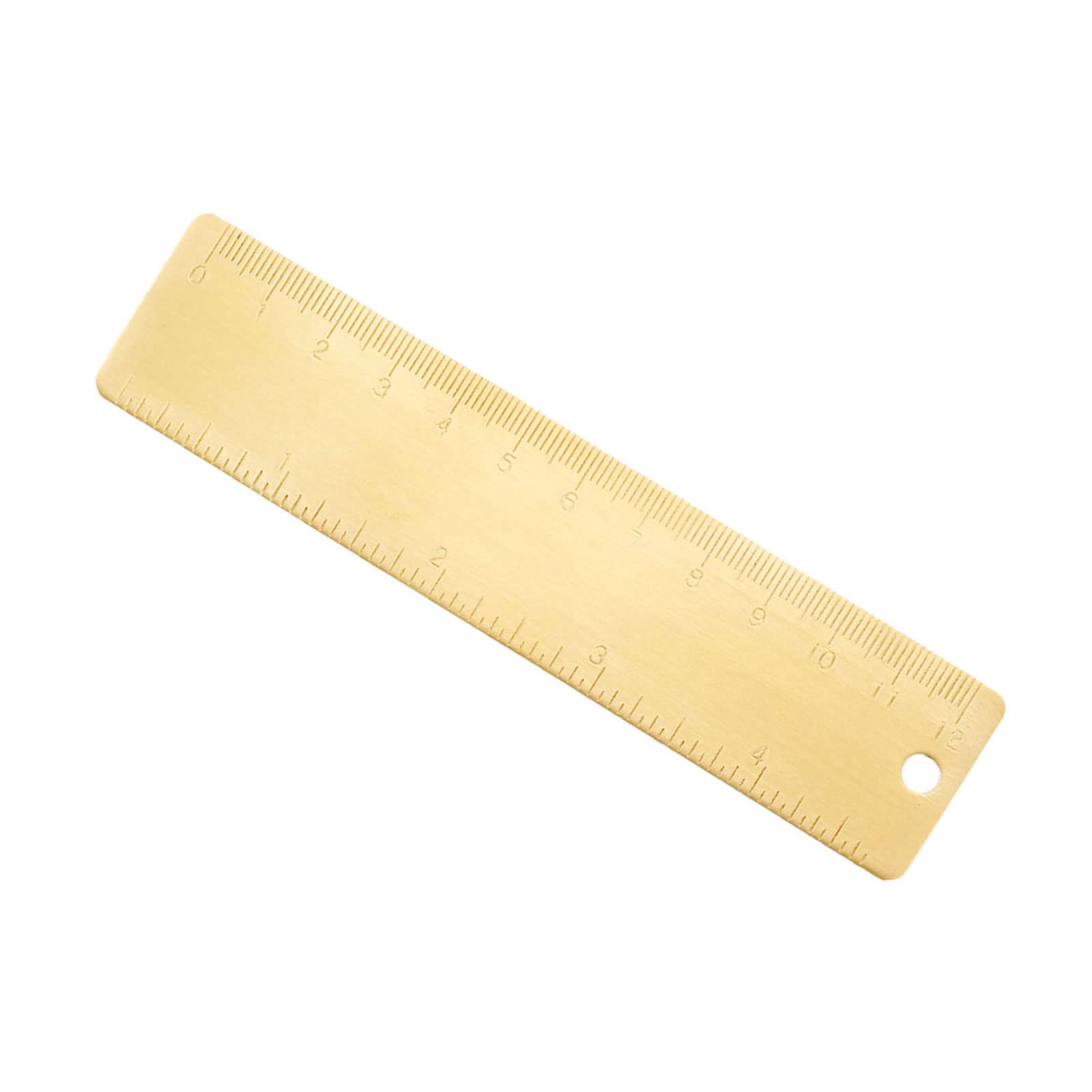 Kozelo Brass Straight Rulers - [12cm x 4 Inch] Copper Measuring Ruler with Cm Inch Dual Scale for Line Drawing, Gold Tone