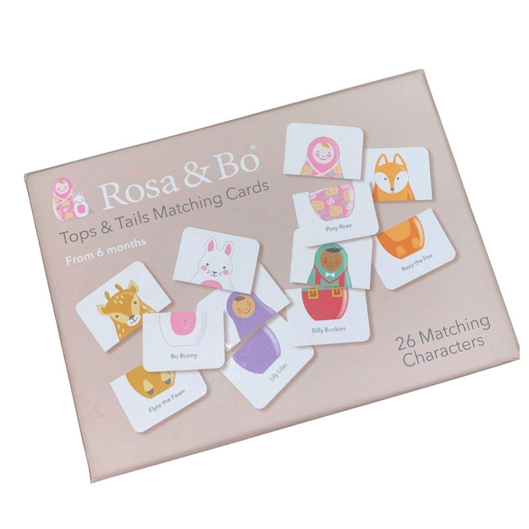 Rosa & Bo Tops & Tails Matching Memory Card Game Toy - Helps Improve Hand to Eye Co-ordination - Boasts Observational & Memory Skills - Suitable for ages 6 months, 1,2 & 3 Year old Boys & Girls