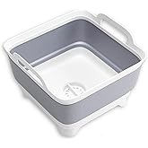 Collapsible Dish Basin with Drain Plug Dish Storage Rack Basket for 9L Capacity Portable Storage Container for Kitchen Motorh