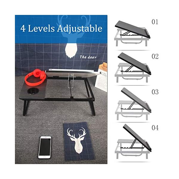 Laptop-Table-Foldable-Lap-Desk-Stand-Adjustable-Laptop-Table-for-Bed-Notebook-Desk-Portable-Notebook-Bed-Tray-Multifunction-Lap-Tablet-with-Cup-Holder Mnkyer Laptop Table Foldable Lap Desk Stand, Adjustable Laptop Table for Bed Notebook Desk Portable Notebook Bed Tray…