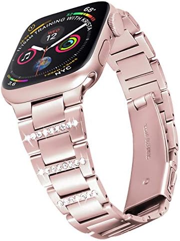 PUGO TOPBand Replacement for apple watch Series 7 41mm 45mm Series 6 5 4 3 2 1 38mm 40mm 42mm 44mm iwatch Iphone Watch Link Strap Ultra Thin Stainless Steel Metal Bling