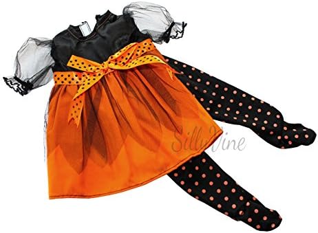 SillyVine Thanksgiving Halloween Dress with Shoes for 18-inch American Girl Dolls 5 Pieces
