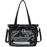 Lolita Ita Bag with Display Window, Ruffle Trim Tote Shoulder Bag, PU Leather Women's Single Shoulder Crossbody Bag
