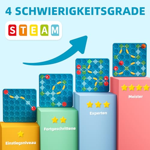 burgkidz Logical Road Builder Board Game for Children 4 5 6 7 8 Years, 56 x 56 cm Large Game Board Labyrinth Puzzle Logic Game with Withdrawal Digger STEM Gift Children's Toy