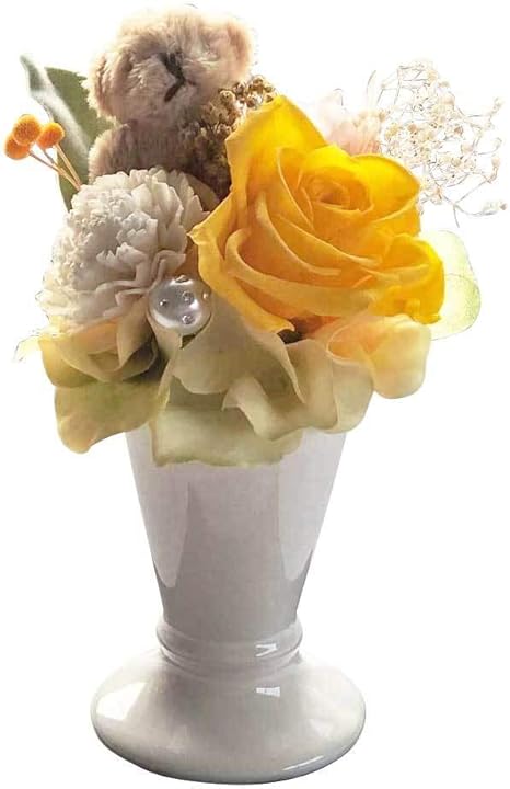 Amazon フラワーギフト 陶器のアレンジメント クリアケース付き パルフェ プリザーブドフラワー フラワー 卒業祝い 歓送迎会 入学祝い お悔み 誕生日 出産祝い 開業祝い Yellow プリザーブドフラワー オンライン通販