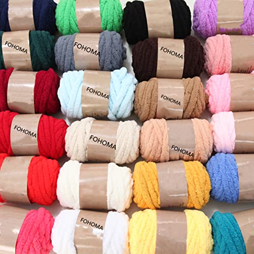 Blush Pink 4 Pack Super Bulky Chunky Blanket Chenille Yarn for Arm Knitting, 32oz Extreme Soft