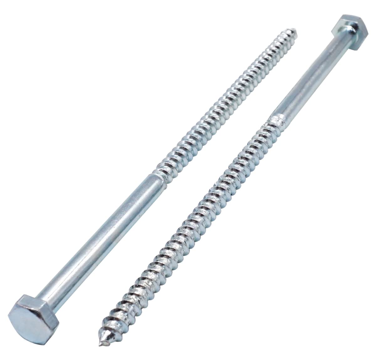 Marcopol (Pack of 14 pcs) DIN 571 Zinc Plated Steel Hexagon Wood Screws M10 x 240 mm, Hex Screw, Lag Bolts, Hex Head, Coach Screws (14, M10 x 240 mm), Silver