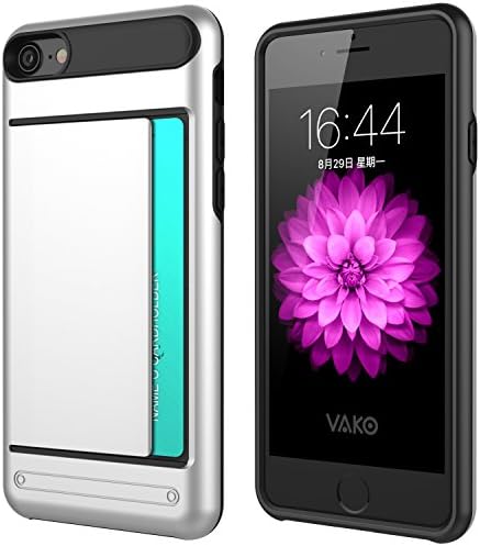 iPhone 8/7 Wallet Case, VAKO iphone 7/8 Case with Card Holder, Impact Resistant Wallet Cover with Credit Card Holder for iPhone 8/7 4.7 inch (Silver)