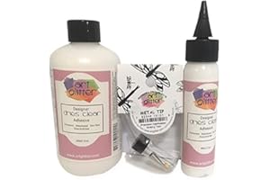 Art Institute Glitter Designer Dries Clear Adhesive Clear Glue Kit Bundle-3 items 8oz,2oz and Metal Tip
