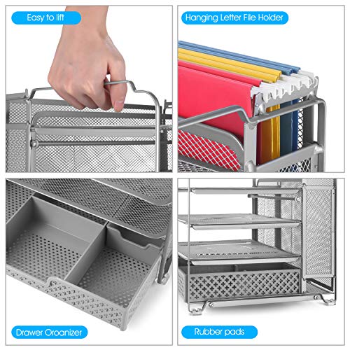 Simple Trending 4Trays Mesh Office Supplies Desk Organizer, Desktop
