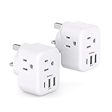 2-Pack US to UK Ireland Travel Plug Adapter, Addtam