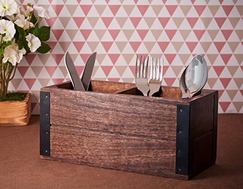 Christmas Gifts Wooden Utensil Cutlery Holder Caddy Flatware and Silverware Organizer Spoons, Forks, Knifes and Napkin Supplies