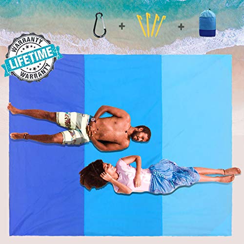 Bosidu Sand Free Beach Blanket, Oversize 80″ x 83″ Dust Disappear Fast Dry Easy to Clean Waterproof Sandproof Beach mat Outdoor Picnic Mat for Travel, Camp, Hiking and Music Festivals