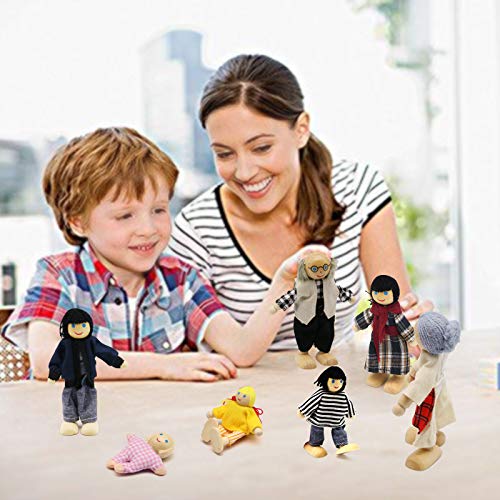 Wagoog Puppenhaus Puppenfamilie, Puppen für Puppenhaus Familie Zubehör Kinderspielzeug – Bild 5