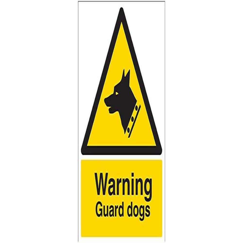 V Safety Security Notice, Warning Guard Dogs Sign - 300mm x 400mm - 1mm Rigid Plastic — image 1