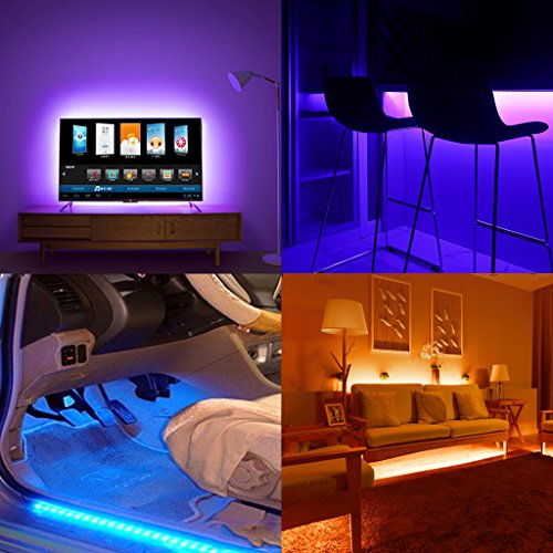 Hukai 4.5V Waterproof 5050 RGB Battery Operated 30 LED/m Flexible Strip Light TV Back Lighting Kit (White)