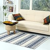 Area Rug Hand Woven Wool & Cotton Geometric Diamond