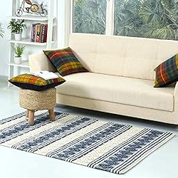 Area Rug Hand Woven Wool & Cotton Geometric Diamond