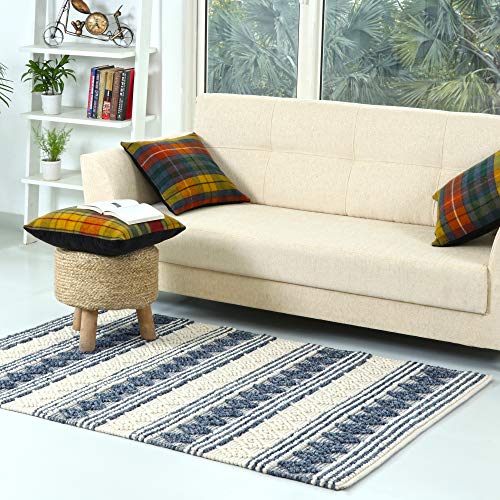 Area Rug Hand Woven Wool & Cotton Geometric Diamond