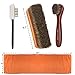 Shoe Shine Brush Kit Has Full-Size Horsehair Brush, Applicator and Suede Brushes, Large Buffing Cloth
