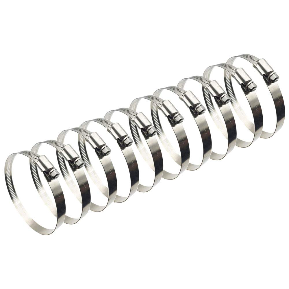POFET 10 Pack Strong HoseHoop Fire Pipe Fixed Clamp, Adjustable Stainless Steel Water Pipe Hose Clamp, Wire Pole Fastening Pipe Hoop Cinch Clamps（59-82mm)