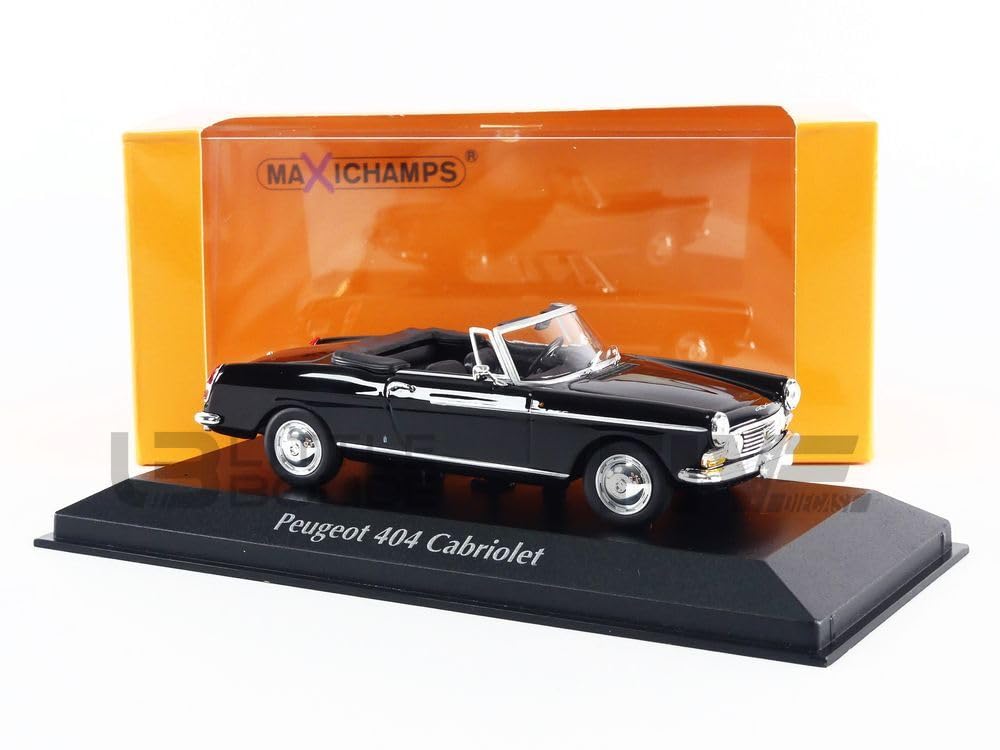 MAXICHAMPS 940112931 1:43 Peugeot 404 Cabriolet-1962-Black Collectible Miniature Car, Black