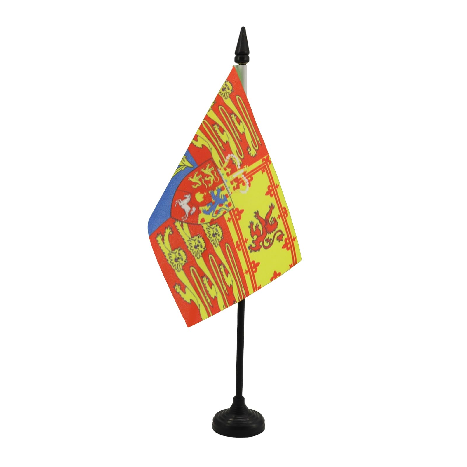 AZ FLAG - United Kingdom Royal standard Table Flag 4'' x 6'' - Royal United Kingdom Office Mini Banner 100% Polyester 15 x 10 cm - Mini Desk Flag with 10'' Pole and Black Plastic Base