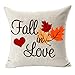 Home Decor Fall in Love Cotton Linen Pillow Covers 18x18,MFGNEH Autumn Decor Maple Leaves Throw Pillow Case Cushion Cover for Sofa