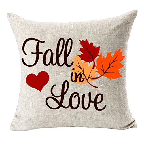 Home Decor Fall in Love Cotton Linen Pillow Covers 18x18,MFGNEH Autumn Decor Maple Leaves Throw Pillow Case Cushion Cover for Sofa