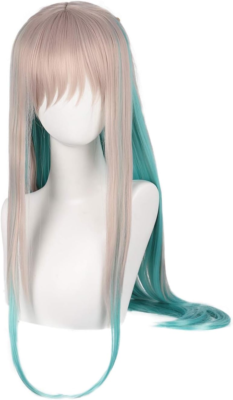 QHQ-SHININGLIFINene Yashiro Cosplay Wig & 1 Hair Net Cap, for Anime After School: The Darker Side of the School Theme Costume Party, Halloween, Gray Blue; 33HL